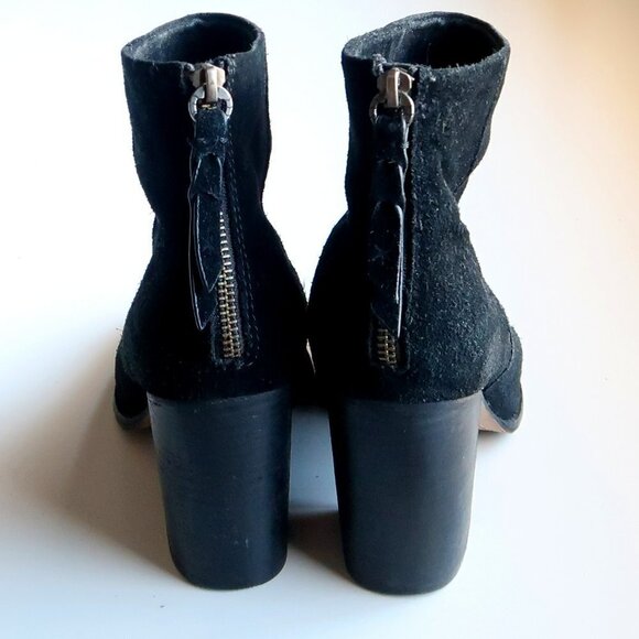 Splendid Anthropologie Black Suede Leather Block Heel Ankle Boots Booties 9.5 - Picture 6 of 15